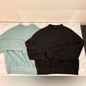 SHEIN Long Sleeve Waffle Knit Sweater Womens S Lot Of 2 Green Black Pullover​​